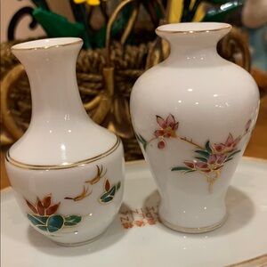 Vintage miniature hand painted Chinese porcelain floral vase
